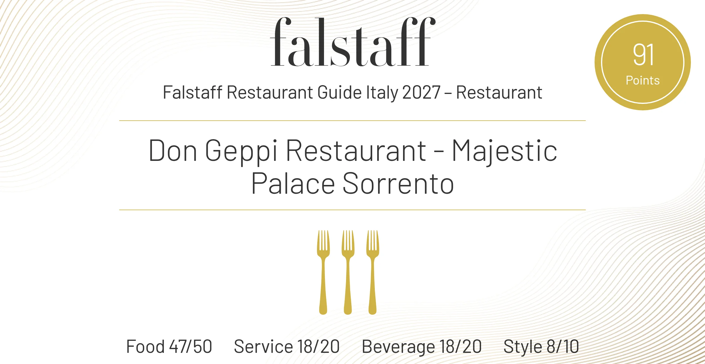 Un nuovo prestigioso riconoscimento per il Don Geppi Restaurant.